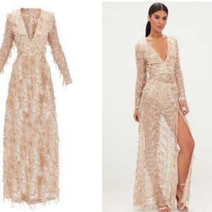 PLT Valentina Gold Sequin Long Sleeve dress